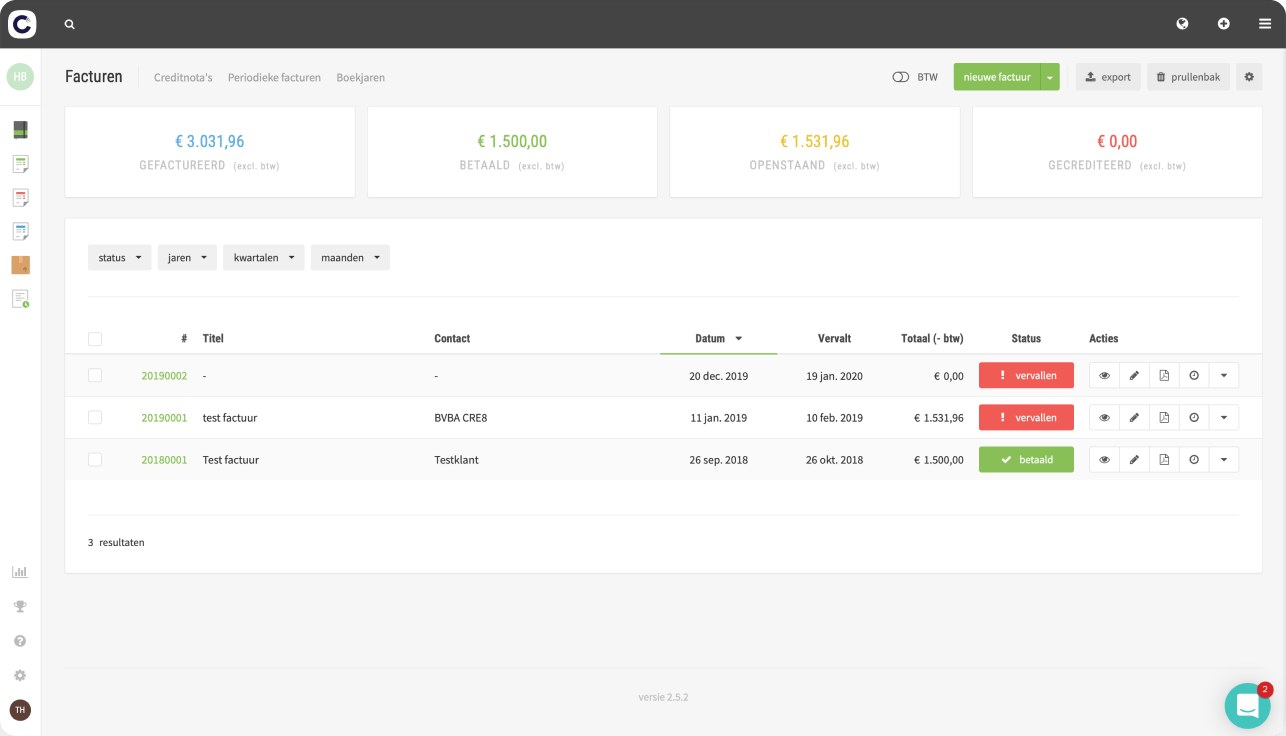 Invoice overzicht afbeelding